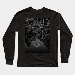 Naples Italy City Map dark Long Sleeve T-Shirt